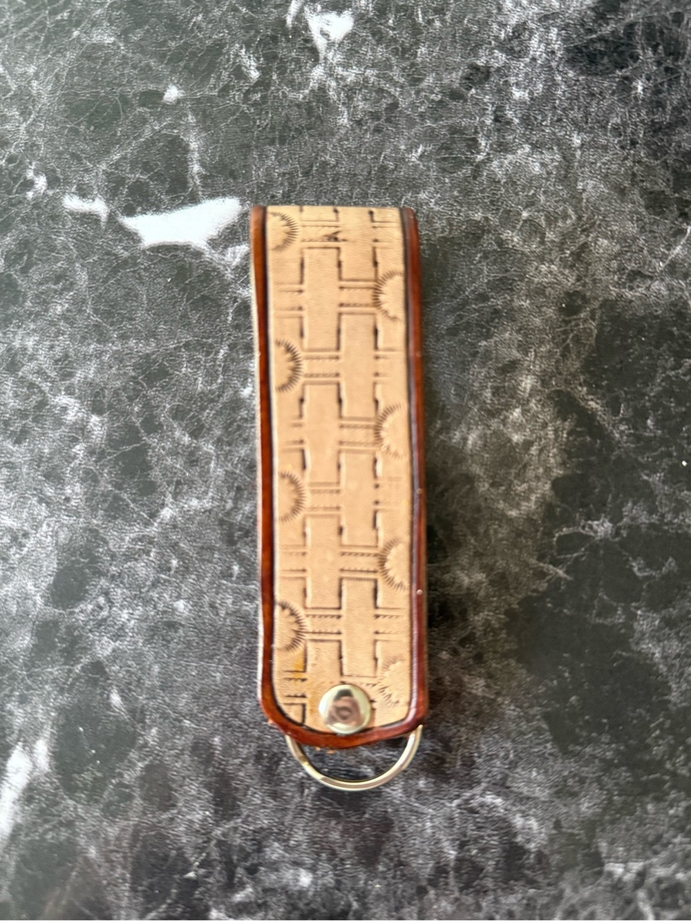 Hand Crafted Leather Tooled Key Fob